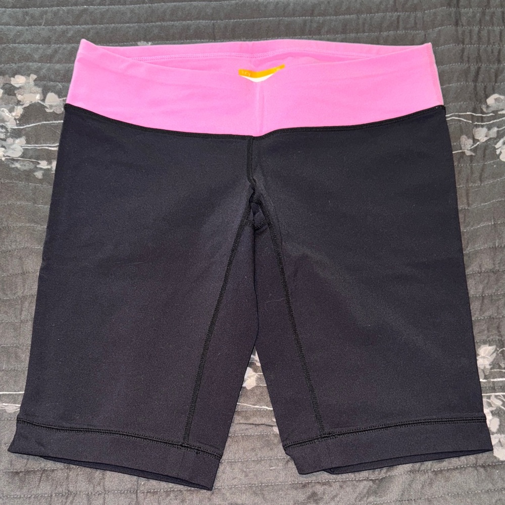 Lucy Black Bike Shorts with Pink Waistband